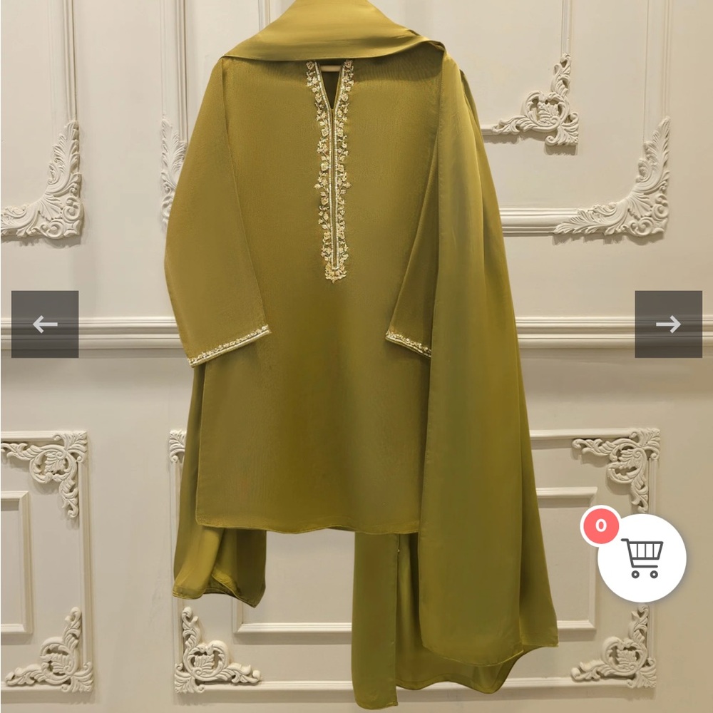 Agha Noor Elegant Olive Green Embellished Women's 3Pc